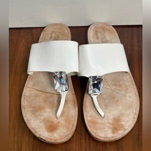 Pedro Garcia Leather White Swarovski Crystal Sandals